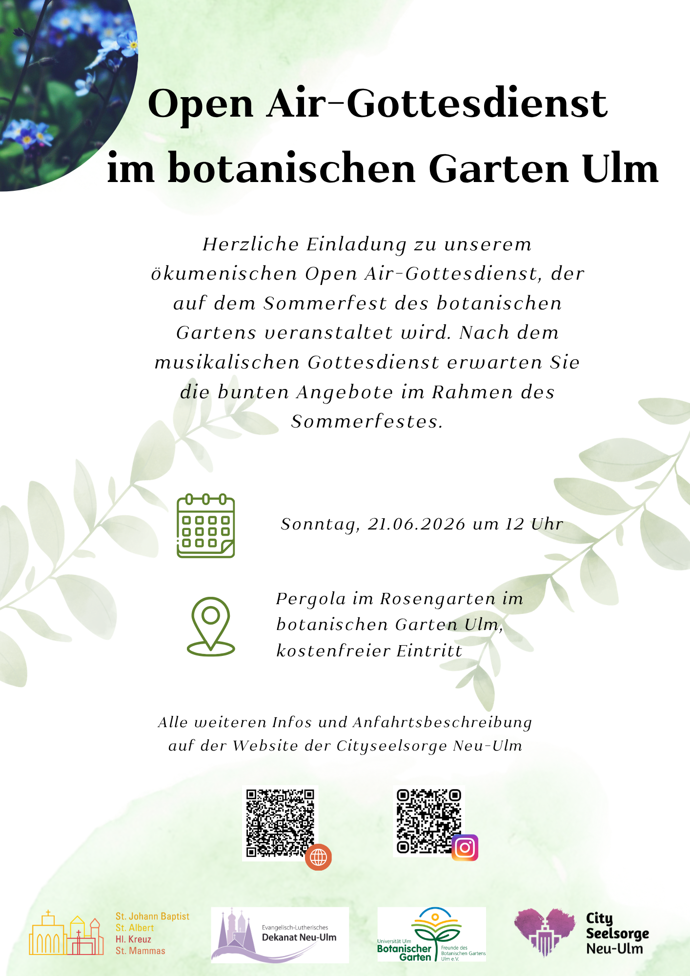 Open Air Gottesdienst im botanischen Garten Ulm